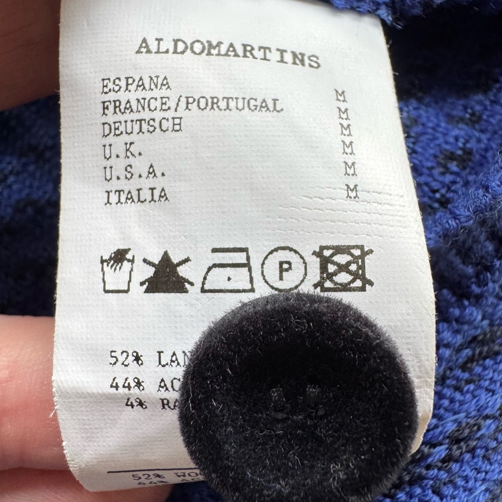 Aldo Martins Ruffle Bib Knit Shirtdress. Size M. Dark Blue - Picture 7 of 11